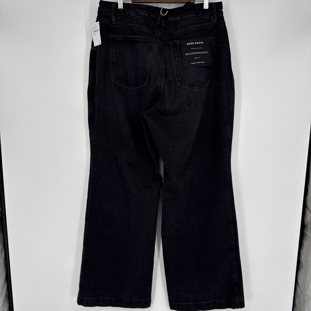 NWT Good American Good Skate Crop High Rise Loose Leg Jeans Black Size 15 Grunge - Picture 5 of 8